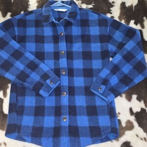 DSG Blue Plaid Fleece Lined Flannel Shirt Youth Size Medium
